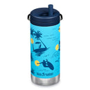 Botella térmica TKWide Klean Kanteen con tapa Twist 12oz (355ml) Azul claro estampado