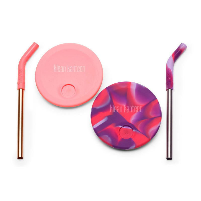 Tapa infantil Sippy Klean Kanteen con pajitas para vaso Rosa