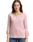 Camiseta de mujer de manga larga con cuello panadero