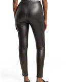 Leggins de mujer de cintura media elástica de efecto cuero