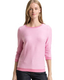 Sudadera de mujer de manga langa con cuello redondo de rayas