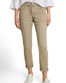 Pantalón recto de mujer con cintura elástica y bolsillos