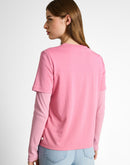 Camiseta de manga corta de mujer con cuello redondo y diseño liso