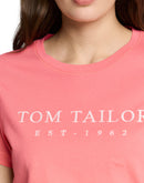 Camiseta de manga corta de mujer con cuello redondo y logo central
