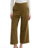 Pantalón ancho de mujer de tiro medio y diseño liso