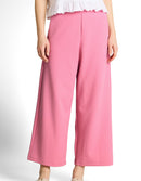 Pantalón ancho de mujer de tiro medio y diseño liso