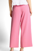 Pantalón ancho de mujer de tiro medio y diseño liso