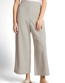Pantalón ancho de mujer de tiro medio y diseño liso