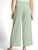 Pantalón ancho de mujer de tiro medio y diseño liso