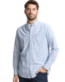 Camisa oxford de hombre con manga larga y estampado de rayas