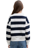 Sudadera de mujer con cuello redondo y estampado de rayas