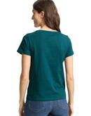 Camiseta de manga corta de mujer con cuello redondo y diseño de rayas