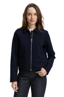 Chaqueta de manga larga de mujer con cremallera, cuello clásico y diseño liso