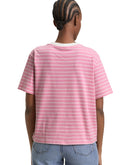 Camiseta manga corta  de mujer con cuello en pico y estampado liso