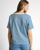 Camiseta de mujer de manga corta con cuello redondo, corte boxy y estampada Rayas