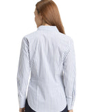 Camisa de manga larga de mujer con cuello clásico y estampado de rayas