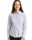 Camisa de manga larga de mujer con cuello clásico y estampado de rayas