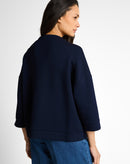 Sudadera de mujer de manga francesa con cuello barco y diseño liso