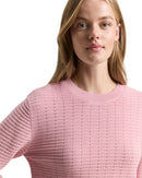 Jersey de mujer de manga larga con cuello redondo y estampado liso