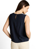 Blusa sin mangas de mujer con cuello redondo y diseño liso