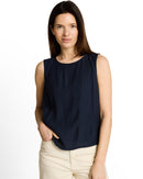 Blusa sin mangas de mujer con cuello redondo y diseño liso