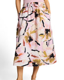 Falda midi con cintura alta elástica y estampado abstracto