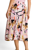 Falda midi con cintura alta elástica y estampado abstracto