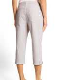 Pantalón recto capri de mujer con cintura baja, cierre con cordón y diseño liso