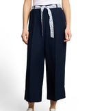Pantalón ancho de mujer con cintura elástica, cinturón y bolsillos