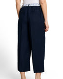 Pantalón ancho de mujer con cintura elástica, cinturón y bolsillos