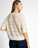 Jersey de manga corta de mujer con cuello redondo y diseño liso