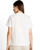 Camiseta de manga corta de mujer con cuello redondo y microestampado