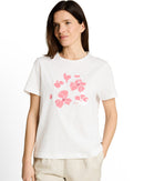 Camiseta de manga corta de mujer con cuello redondo y microestampado