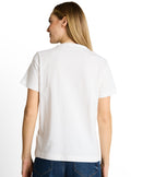 Camiseta de mujer de manga corta con cuello redondo y estampado frontal