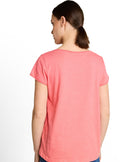 Camiseta de manga corta de mujer con cuello redondo y diseño liso