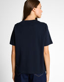 Camiseta de manga corta de mujer con cuello redondo y microestampado