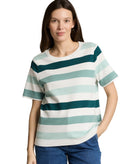 Camiseta de manga corta de mujer con estampado de rayas