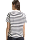 Camiseta de mujer de manga corta con cuello polo y diseño de rayas