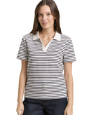 Camiseta de mujer de manga corta con cuello polo y diseño de rayas