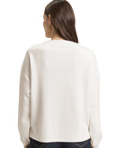 Camiseta de manga larga de mujer con cuello caja y estampado liso