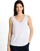 Camiseta sin mangas de mujer con cuello pico y diseño liso