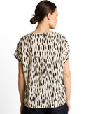 Camiseta de mujer de manga corta con cuello redondo y estampado abstracto