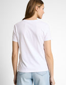 Camiseta de manga corta de mujer con cuello redondo y estampado grande frontal
