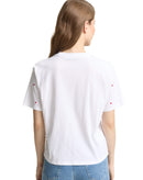 Camiseta de mujer de manga corta con bordado y cuello redondo