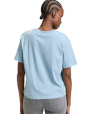 Camiseta de manga corta de mujer con cuello redondo y bordado central