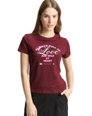 Camiseta de manga corta de mujer con cuello redondo y logo central