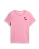 Camiseta de manga corta de mujer con cuello redondo y logo pequeño lateral