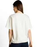 Camiseta de manga corta de mujer con cuello pico y diseño liso