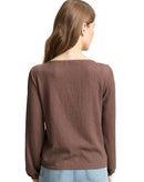 Camiseta de manga larga de mujer con cuello redono y diseño liso