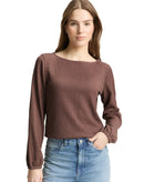 Camiseta de manga larga de mujer con cuello redono y diseño liso